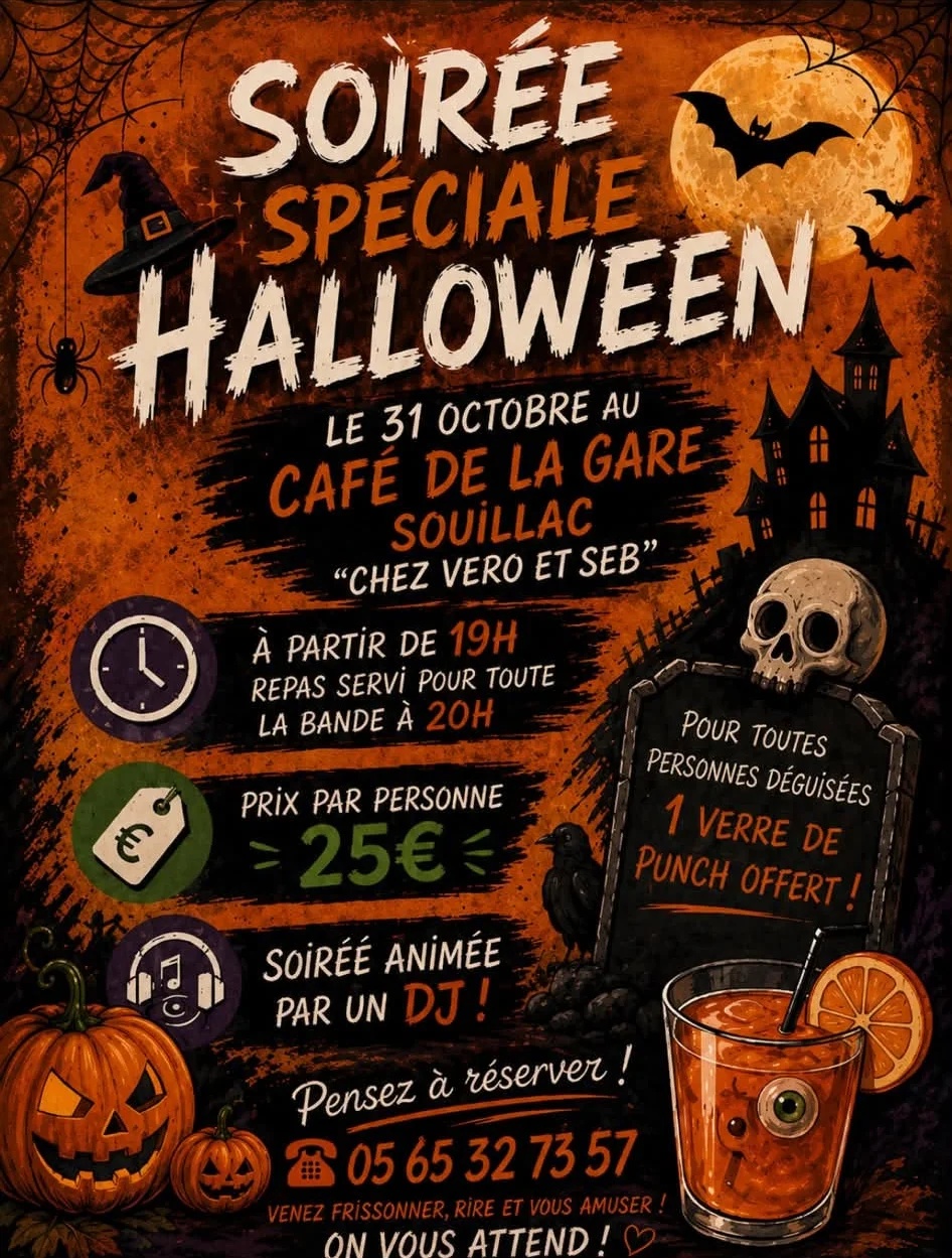 Affiche de la soirée spéciale Halloween du 31 octobre